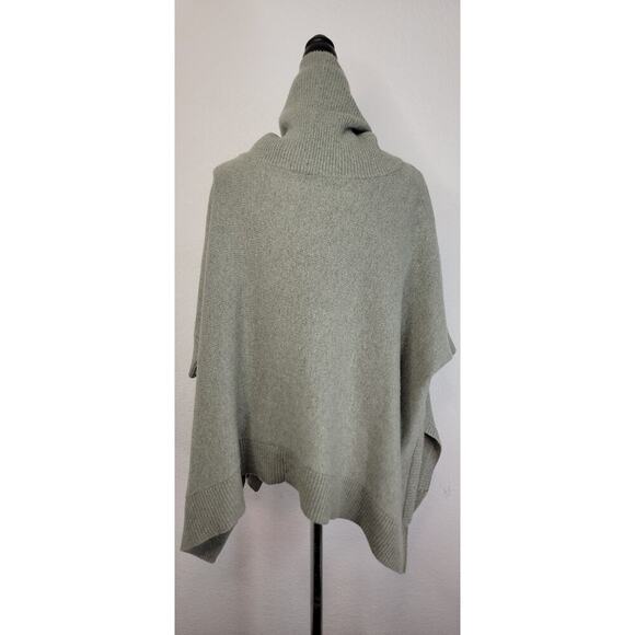 Theory Cashmere Pullover Knit Poncho Sweater Sz Medium Turtleneck Green - Picture 7 of 11
